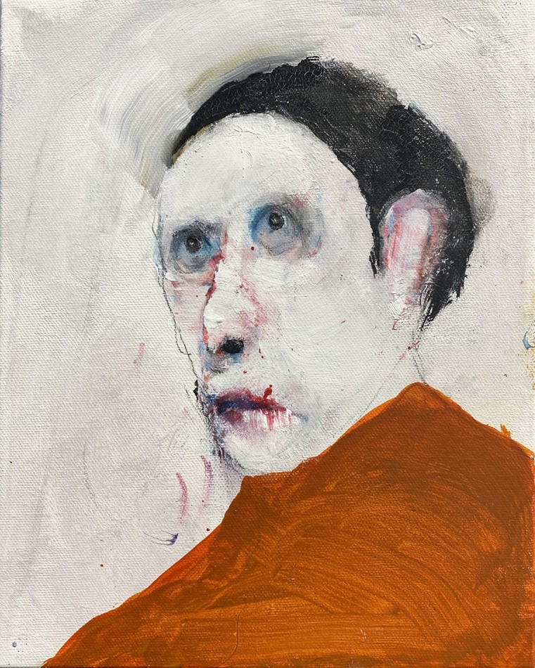 MotoPortrait, de l'artiste Benoit Genest Rouillier, Tableau, Acrylique sur toile, Création unique, dimension : 10 x 8 po de largeur