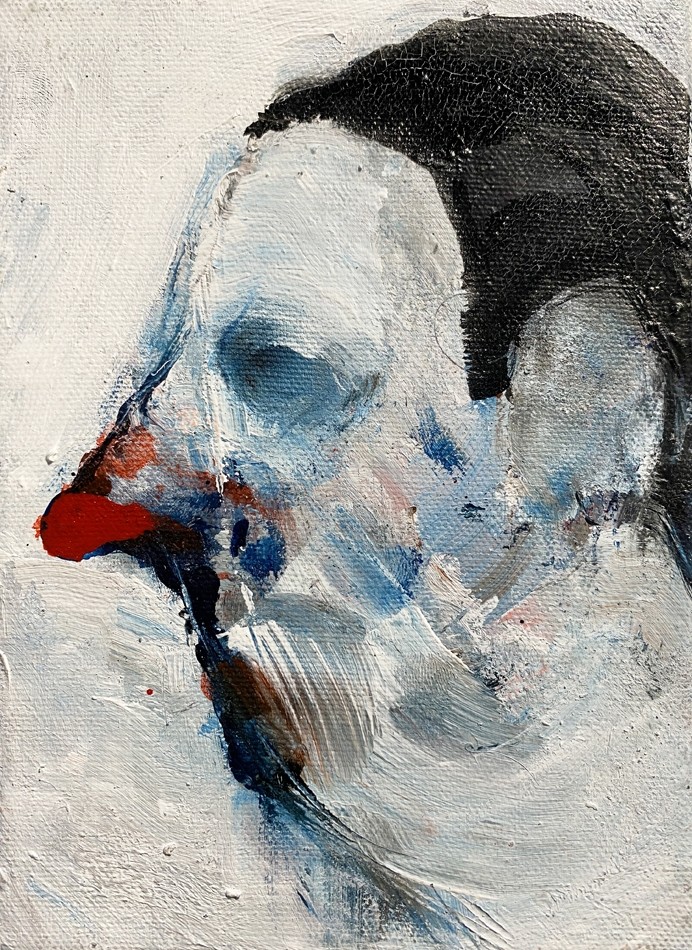 Ralph Lauren, de l'artiste Benoit Genest Rouillier, Tableau, Acrylique sur toile, Création unique, dimension : 7 x 5 po de largeur