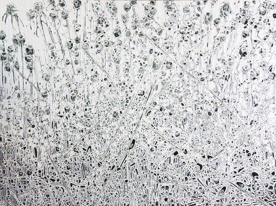 Jardin d'hiver (t.encadré), de l'artiste Elyse Turbide, Acrylique sur toile, Dimension : 36 po x 48 po de largeur