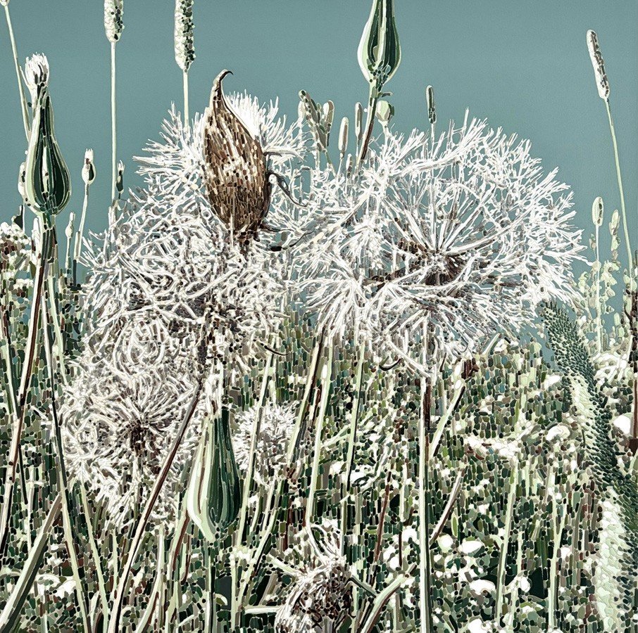 Jardins sauvages LXXVI, de l'artiste Elyse Turbide, Acrylique sur toile, Dimension : 36 x 36 pouces de largeur