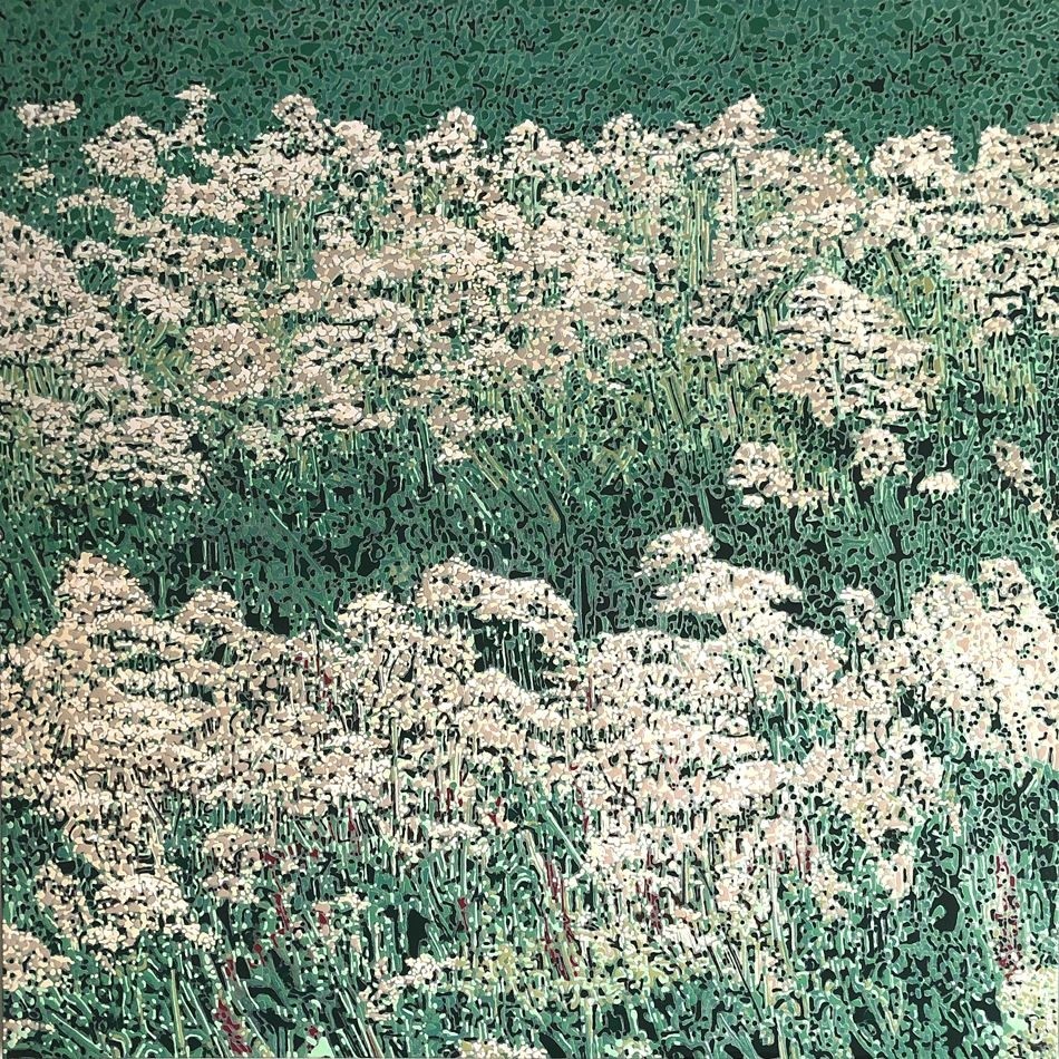 Jardins sauvages XXXIII (t.encadré), de l'artiste Elyse Turbide, Acrylique sur toile, Dimension : 40 po x 40 po de largeur