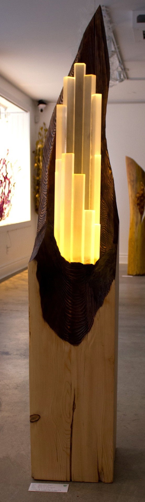 Kryptonite?, de l'artiste Bernard Hamel, Sculpture, bois et plexi, Création unique, dimension : 180 x 28 x 28 cm