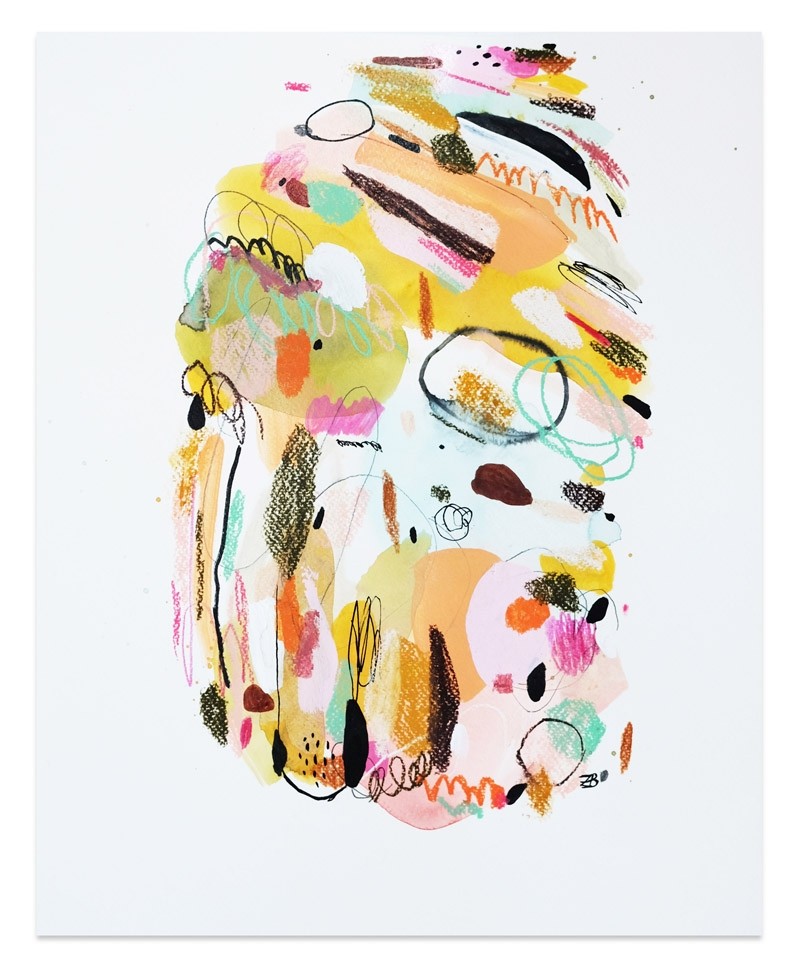 L'infini, série 'Oasis', de l'artiste Zoé Boivin, Oeuvre sur papier, Médiums mixtes, Création unique, dimension 17 x 14 pouces de largeur