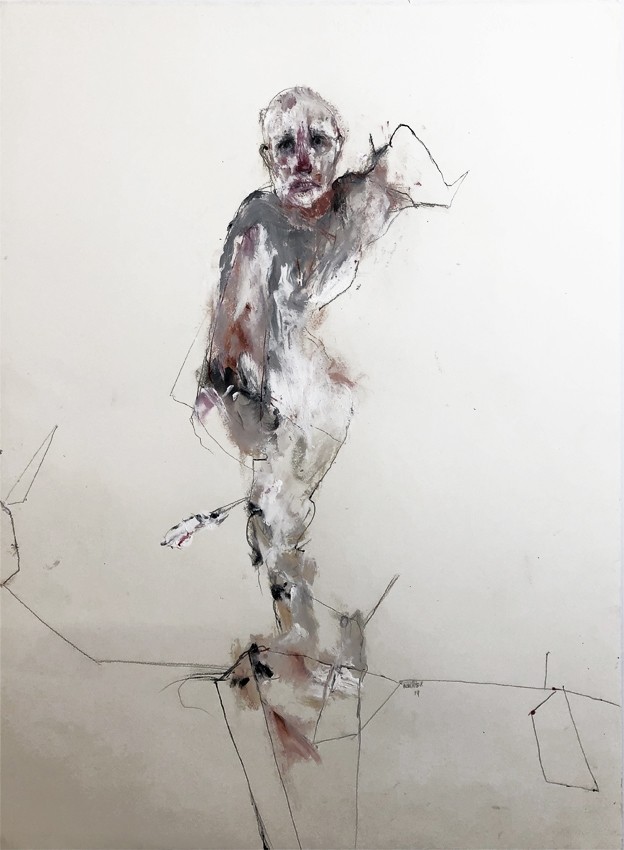 La peur tombe des calepins, de l'artiste Benoit Genest Rouillier, Oeuvre papier, Acrylique sur papier, Création unique, dimension : 30 x 22 po de largeur