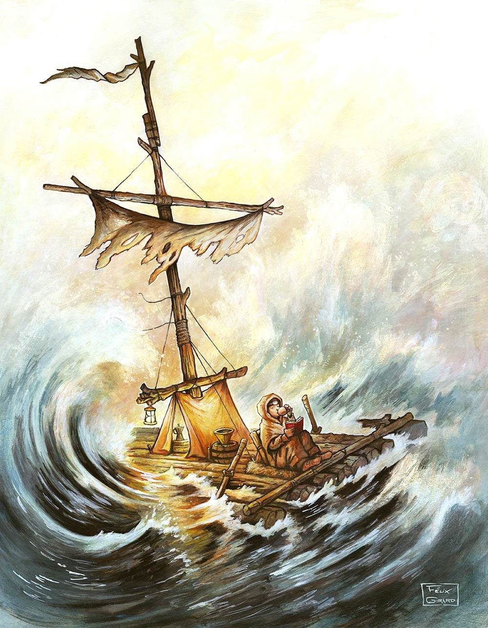 Carte de souhaits 7x5, Lâcher prise, de l'artiste Félix Girard, dimension : 7 x 5 pouces largeur, sans texte, avec enveloppe, Vous pouvez inscrire votre message à l'intérieur, Carte vendue à l'unité