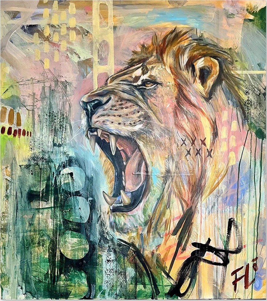 Le souffle du feu, de l'artiste Florence Lemay, Tableau, Acrylique sur toile, Création unique, dimension : 40 x 36 po de largeur