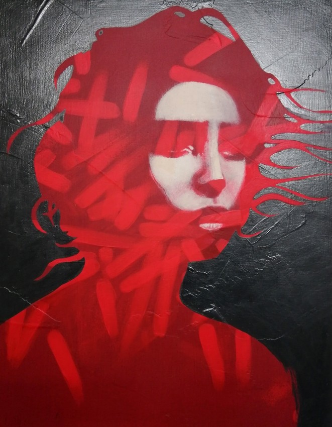À l'autre bout du monde, de l'artiste Marie Chantal Le Breton, Tableau, Acrylique sur panneau de bois , Création unique, dimension : 18 x 14 po de largeur