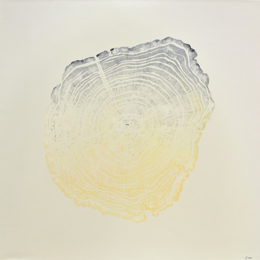 Le soleil se lève sur mon coeur en racine, de l'artiste Roxane Lessard (Oscane), Tableau, Acrylique sur toile, Création unique, dimension : 36 x 36 po de largeur