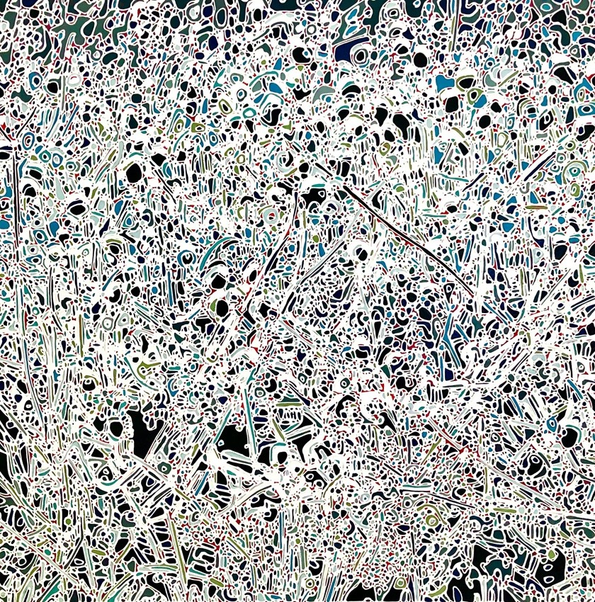 Le jardin de givre, de l'artiste Elyse Turbide, Acrylique sur toile, Dimension : Dimension : 24 x 24 pouces de largeur
