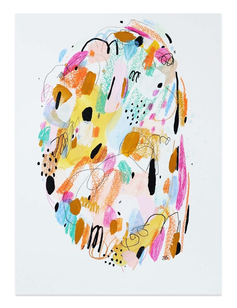 L'empreinte de la gazelle, série 'Oasis', de l'artiste Zoé Boivin, Oeuvre sur papier, Médiums mixtes, Création unique, dimension 15 x 11 pouces de largeur