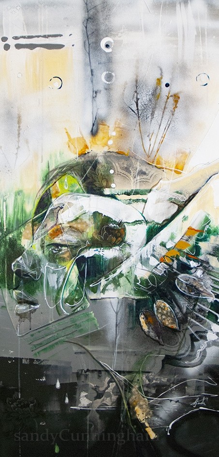 Le vilain petit canard * Série conte, de l'artiste Sandy Cunningham, Tableau, Acrylique sur toile, Création unique, dimension : 48 x 24 po de largeur