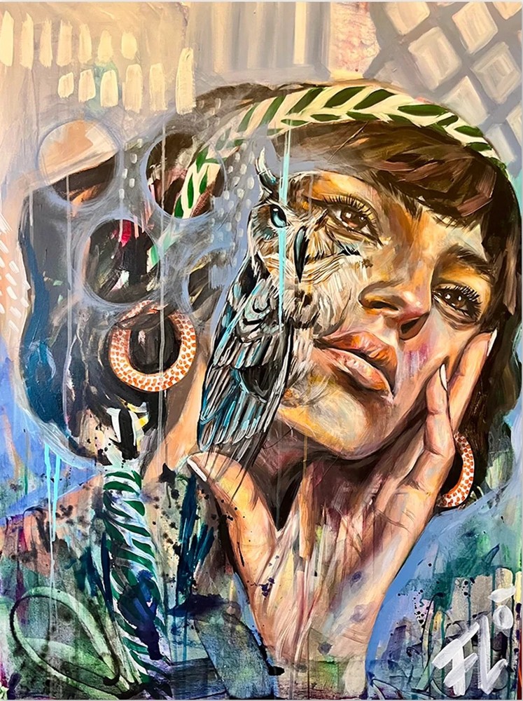 L'oeil de Nyx, de l'artiste Florence Lemay, Tableau, Acrylique sur toile, Création unique, dimension : 40 x 30 po de largeur