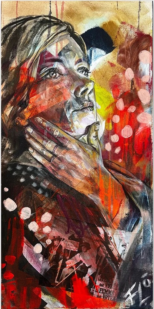 L'or dans les fissures, de l'artiste Florence Lemay, Tableau, Acrylique sur toile, Création unique, dimension : 24 x 12 po de largeur