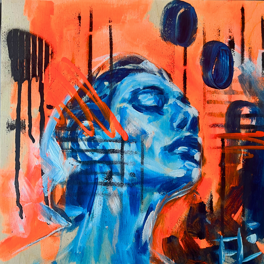 Dernier souffle, de l'artiste Florence Lemay, Tableau, Acrylique sur bois, Création unique, dimension : 12 x 12 po de largeur