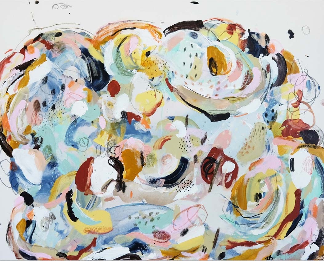 Marée, Série ''Oasis'', de l'artiste Zoé Boivin, Tableau, Médiums mixtes sur toile, Création unique, dimension 32 x 40 pouces de largeur