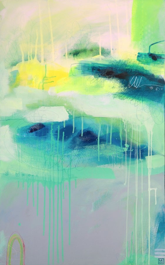 Minty, de l'artiste Marie-Eve Lachance, Tableau, Acrylique sur toile, Création unique, dimension 30 x 48 pouces de largeur