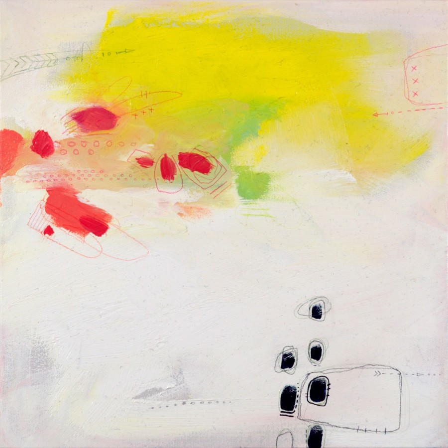 Stroke of luck 10, de l'artiste Marie-Eve Lachance, Tableau, Huile sur toile, Création unique, dimension 10 x 10 pouces de largeur