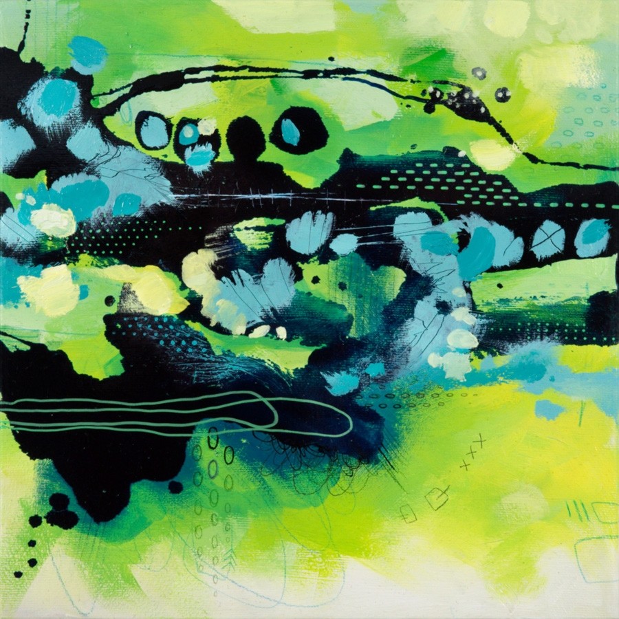 Stroke of luck 19, de l'artiste Marie-Eve Lachance, Tableau, Huile sur toile, Création unique, dimension 10 x 10 pouces de largeur