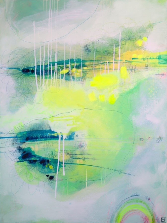 Trickles, de l'artiste Marie-Eve Lachance, Tableau, Acrylique sur toile, Création unique, dimension 36 x 48 pouces de largeur