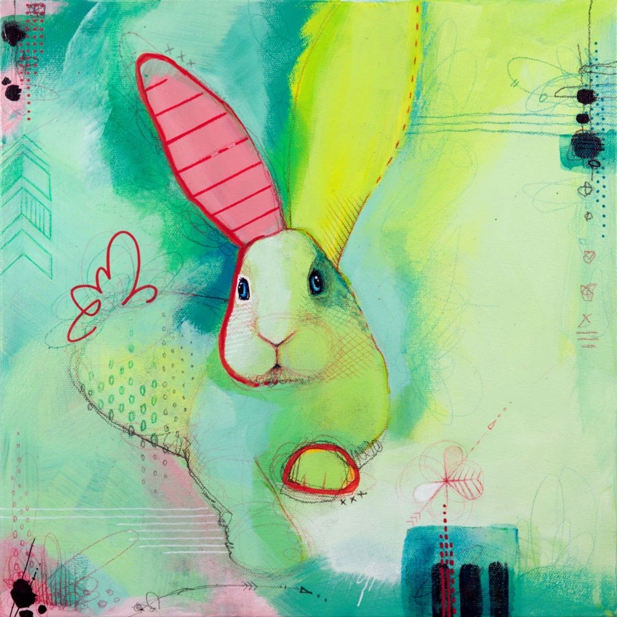 Wallace, de l'artiste Marie-Eve Lachance, Tableau, Acrylique sur toile, Création unique, dimension 12 x 12 pouces de largeur