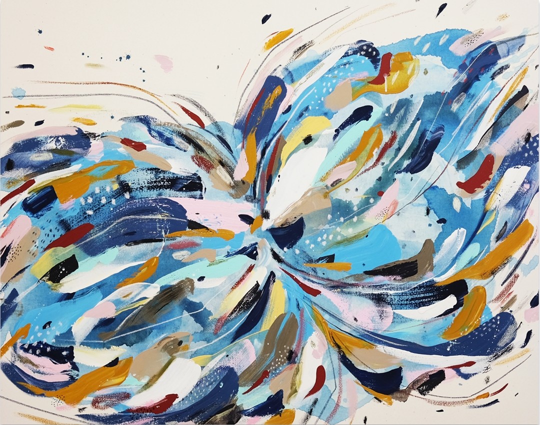 Métamorphose, de l'artiste Zoé Boivin, Tableau, Médiums mixtes sur toile, Création unique, dimension 32 x 40 pouces de largeur