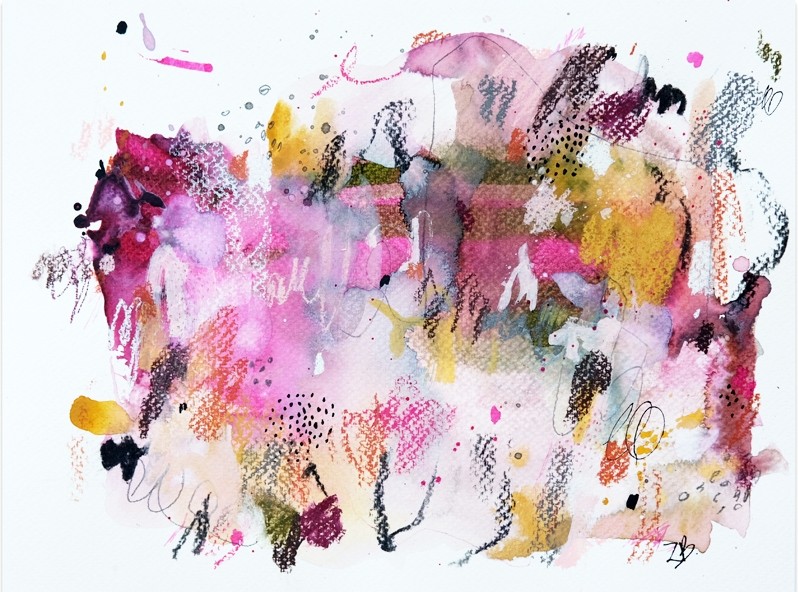 Muladhara, de l'artiste Zoé Boivin, Oeuvre sur papier, Médiums mixtes, Création unique, dimension 9 x 12 pouces de largeur
