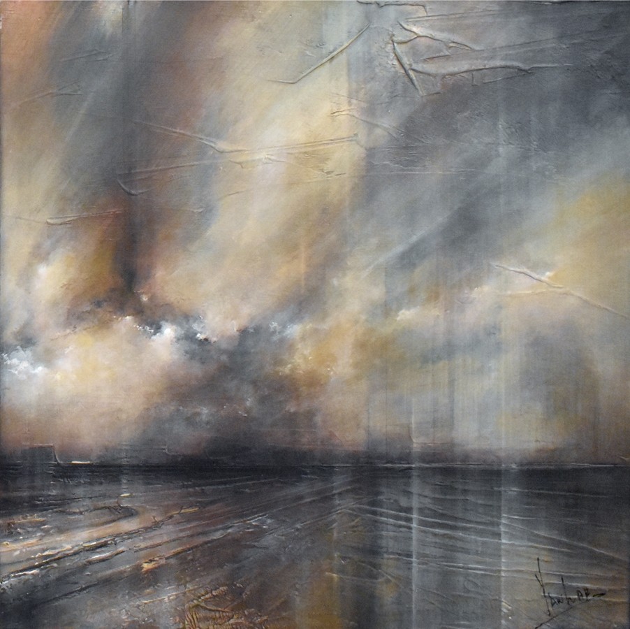 Mythique 17, no 0166 -- B --, de l'artiste Yan Laboissonnière, Techniques mixtes sur bois , Création unique, dimension : 16 x 16 po de largeur