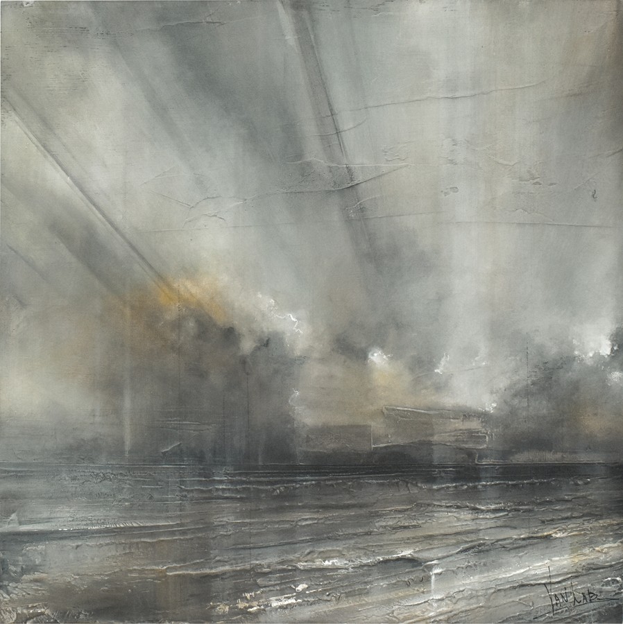 Mythique 17, no 0166 -- A--, de l'artiste Yan Laboissonnière, Techniques mixtes sur bois , Création unique, dimension : 16 x 16 po de largeur