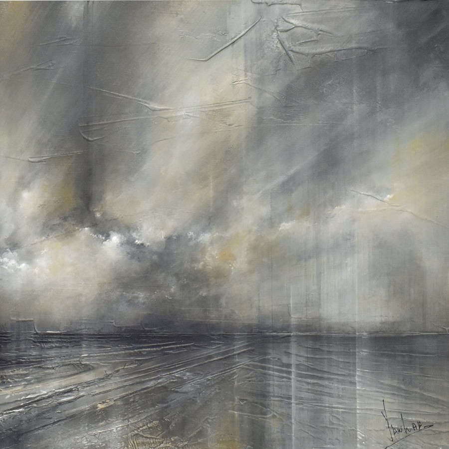 Mythique 17, no 0166 -- B --, de l'artiste Yan Laboissonnière, Techniques mixtes sur bois , Création unique, dimension : 16 x 16 po de largeur