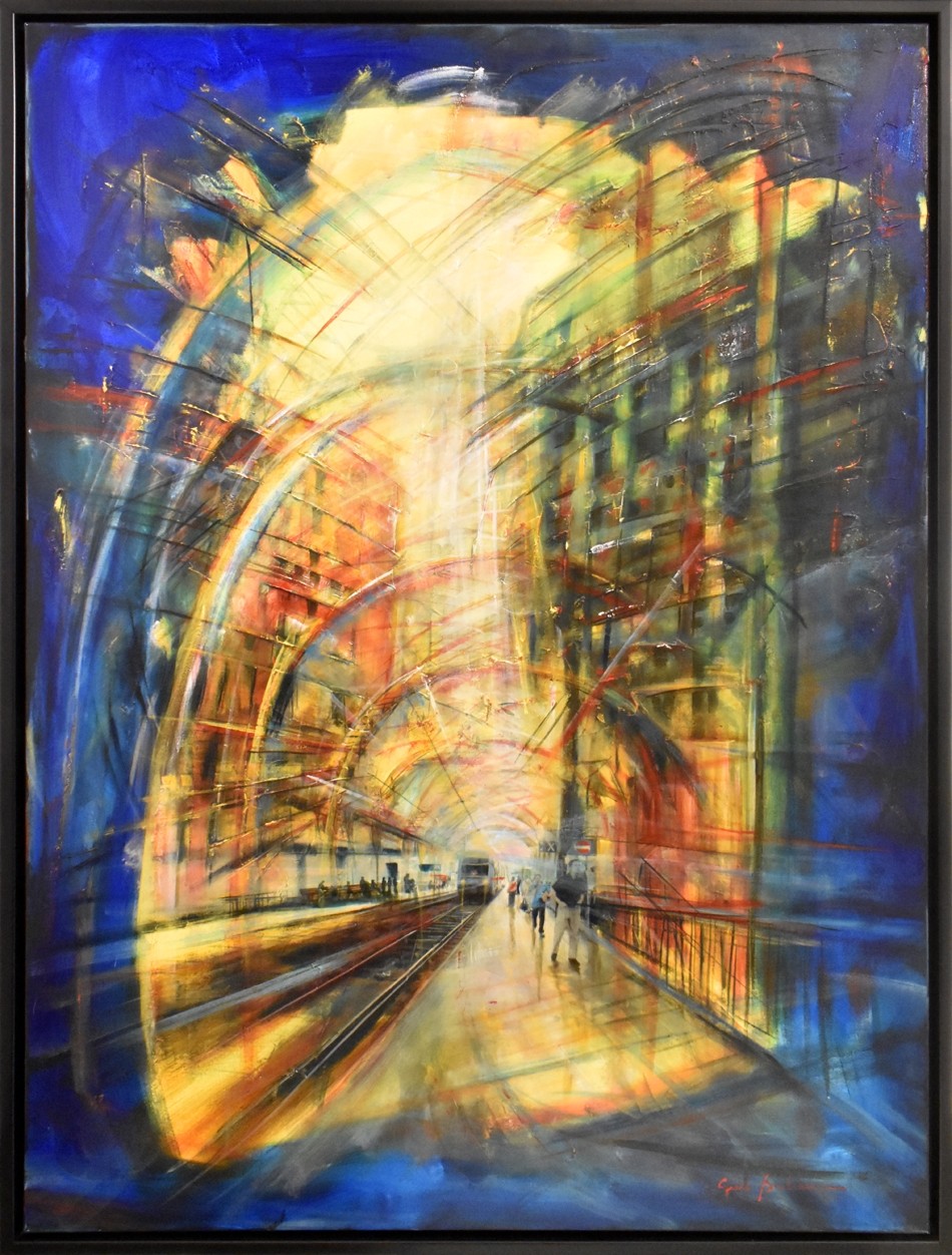 Odomètre, (t.encadré),de l'artiste Gisèle Boulianne, Tableau, Acrylique sur toile, Création unique, dimension : 48 x 36 po de largeur