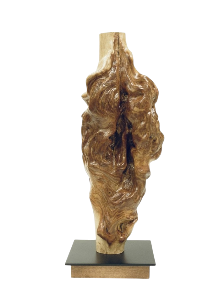 Ondoyances, de l'artiste Christianne Hamel, Sculpture, matière : Érable - Métal, Technique : Taille directe, Création unique, dimension : 25 x 72 x 25 cm
