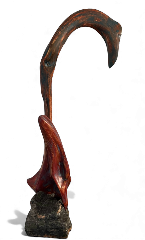 Air de repos, de l'artiste Pierre Paquet, Sculpture, Bois de grève, Dimension : 34 H x 7 x 12 po