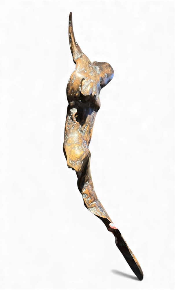 La chèvre de M. Séguin, de l'artiste Pierre Paquet, Sculpture, Bois de grève, Sculpture murale, Dimension : 37 H x 7 x 8 po