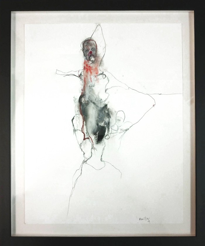 Prise de courant (O.encadrée), de l'artiste Benoit Genest Rouillier, Oeuvre sur papier, Acrylique, Encre de Chine, Pastel et Graphite, Création unique, dimension : 13.75 x 10.50 po de largeur