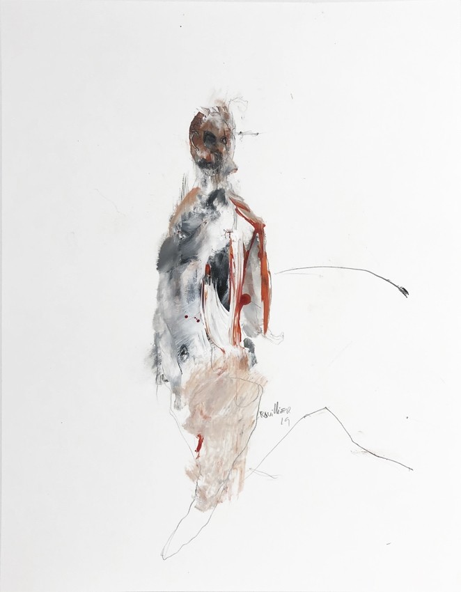 Questions et principes, de l'artiste Benoit Genest Rouillier, Oeuvre sur papier, Acrylique sur papier, Création unique, dimension : 13.75 x 10.50 po de largeur