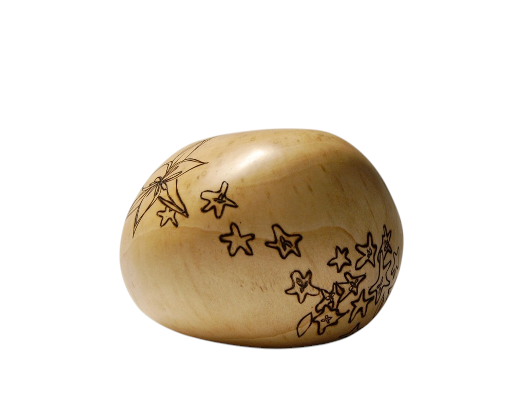 Roche (grosse), # 88, de l'artiste Claudia Côté, Sculpture, Bois pin pyrogravure, Création unique