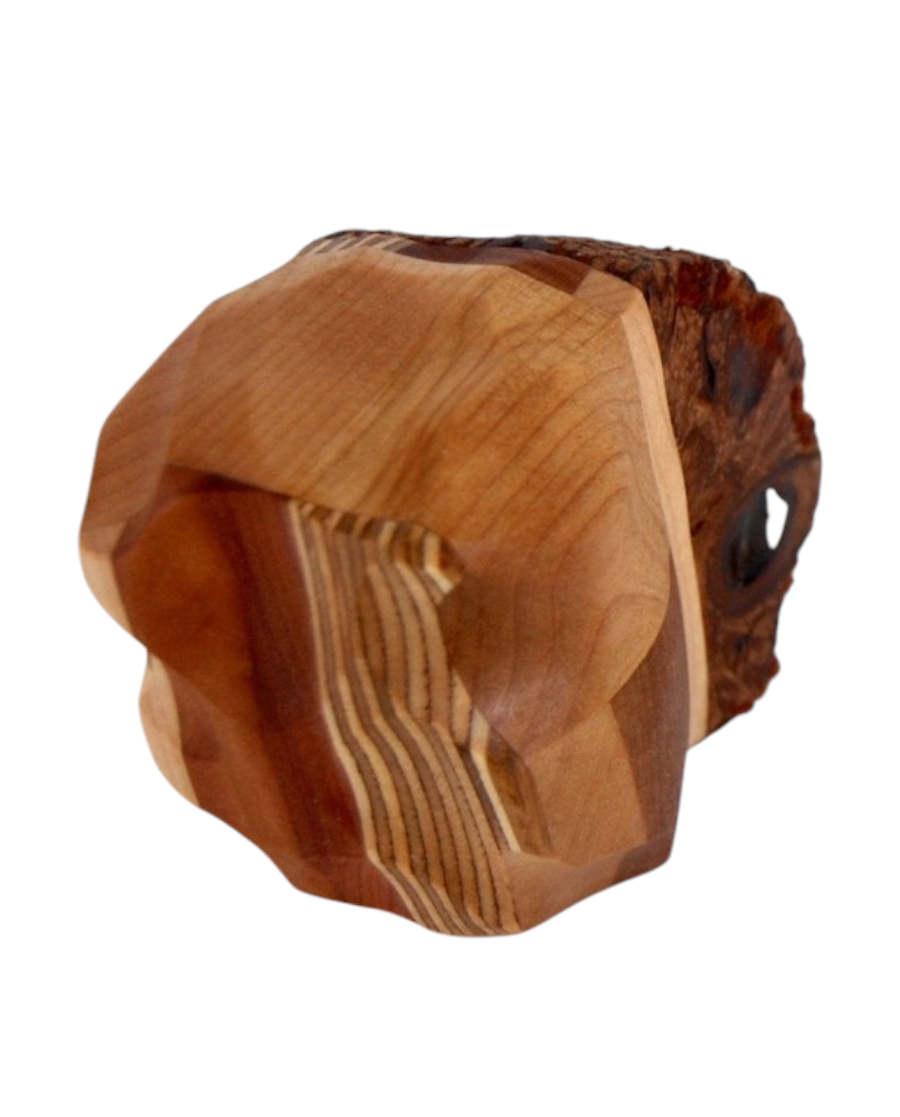 Roche (moyenne), # 98, de l'artiste Claudia Côté, Sculpture, Bois mixte, cèdre, cerisier, peuplier, Création unique