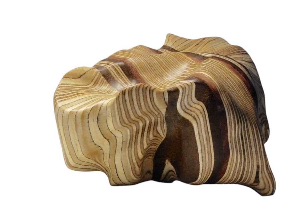 Roche (très grosse), # 90, de l'artiste Claudia Côté, Sculpture, Bois mixte, plywood russe, masonite, cèdre aromatique, Création unique