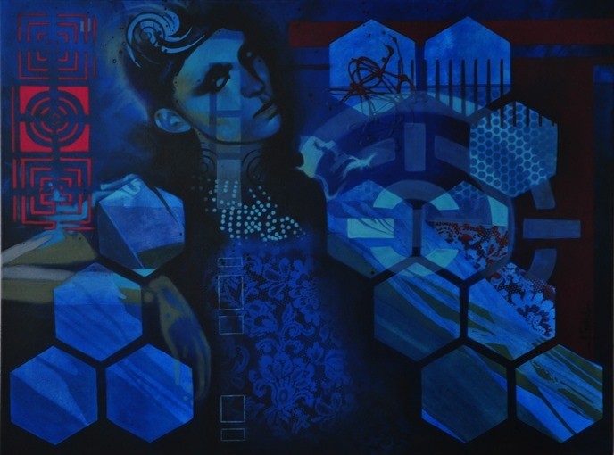 Saïgon '63, de l'artiste Marie Chantal Le Breton, Tableau, Acrylique sur toile, Création unique, dimension : 36 x 48 po de largeur
