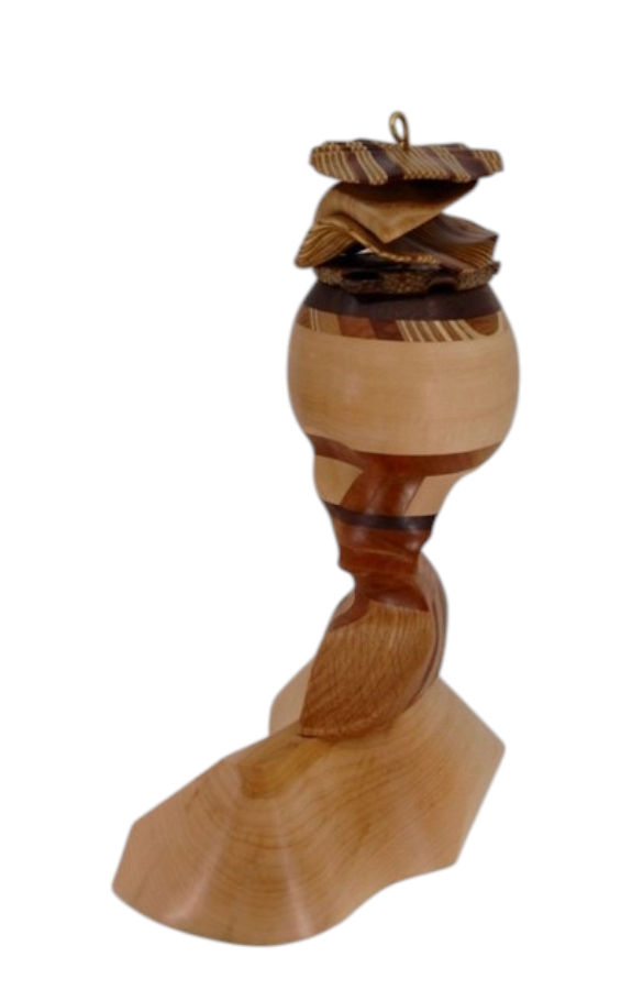 Sans titre, série Rupicole, no 1, de l'artiste Claudia Côté, Sculpture, bois mixte, érable, ... , Création unique, dimension : 11.25 h x 9.5 x 6 po, vue A