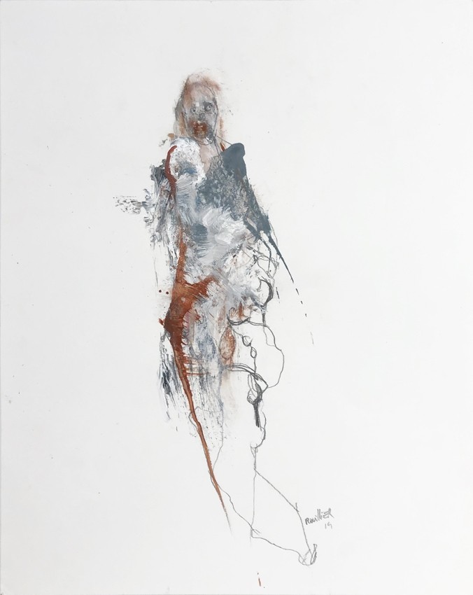 Soigner, de l'artiste Benoit Genest Rouillier, Oeuvre papier, Acrylique sur papier, Création unique, dimension : 13.75 x 10.5 po de largeur