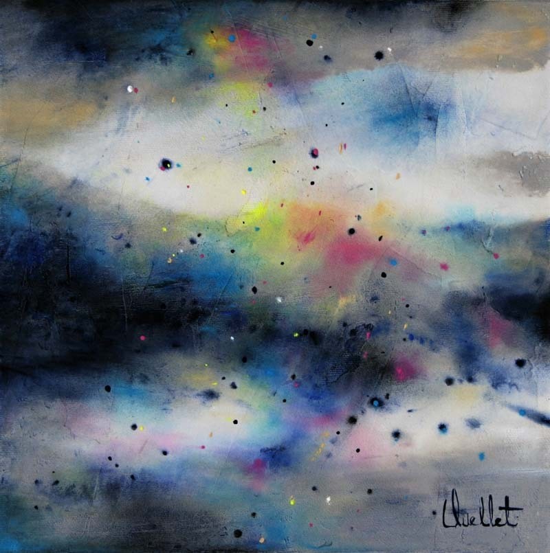 Supernova, de l'artiste Sophie Ouellet, Tableau, Acrylique sur toile, Création unique, dimension : 10 x 10 po de largeur