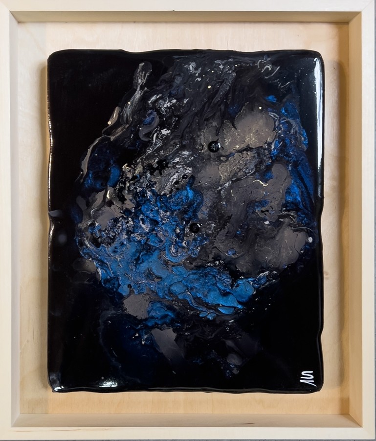 Echo du coeur éveillé (t.encadré), de l'artiste Stéphanie Vallières, Mediums mixtes sur panneau de bois, Création unique, Format de l'oeuvre : 10 x 8 pouces de largeur