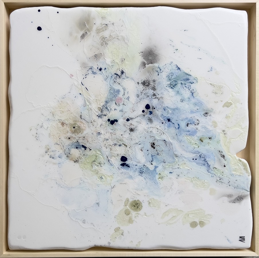 Inner Soul I (t.encadré), de l'artiste Stéphanie Vallières, Mediums mixtes sur styromousse, Création unique, Format de l'oeuvre : 22 x 22 pouces de largeur