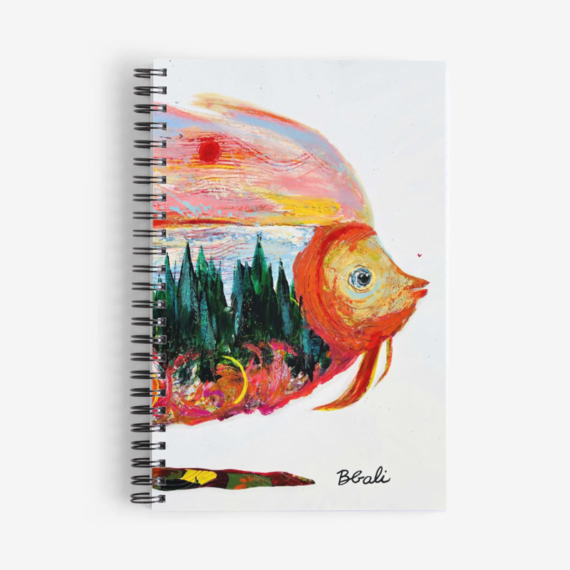 Cahier -- Sunset romance --, ligné, de l'artiste Brigitte Galipeau BGALI, dimension : 8.5 x 5.5 pouces largeur,  Vendu à l'unité