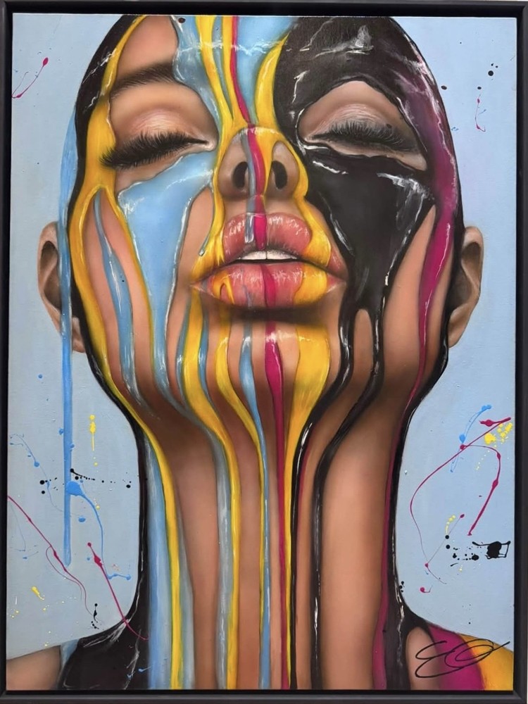 Love at the first sight (t.encadré), de l'artiste Émilie Gosselin, Acrylique sur toile, Dimension : 40 x 30 po de largeur