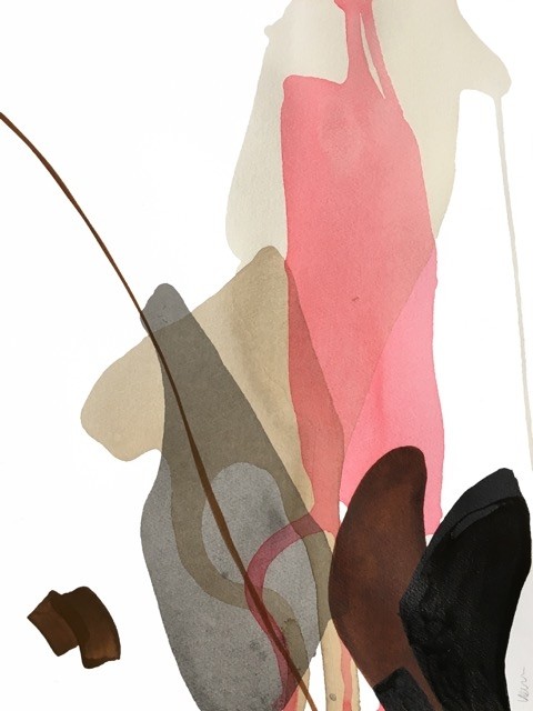 Terre et mer, no 20, de l'artiste Vanessa Sylvain, Oeuvre sur papier, Acrylique, Création unique, dimension : 16 x 12 pouces de largeur