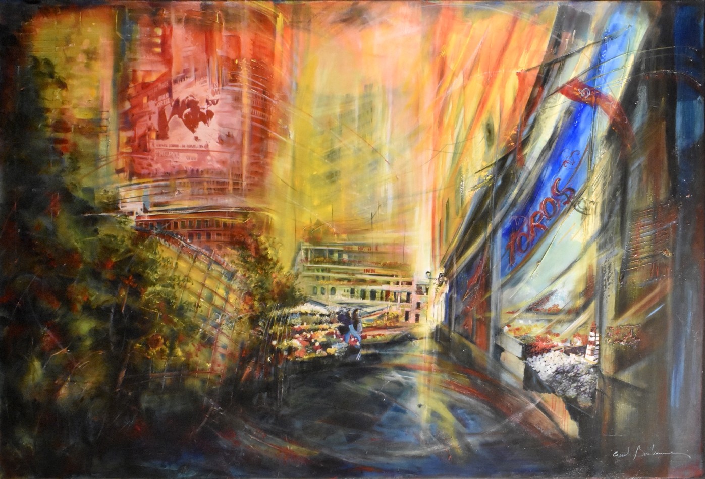 Toros, de l'artiste Gisèle Boulianne, Tableau, Acrylique sur toile, Création unique, dimension : 40 x 60 po de largeur