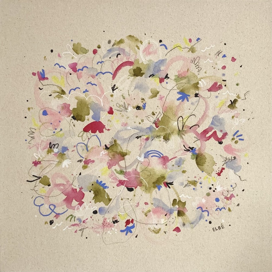 Tout renaît, de l'artiste Laurence Bélanger (ELBÉ), Tableau, Médiums mixtes, sur toile, Création unique, dimension : 18 x 18 po po de largeur
