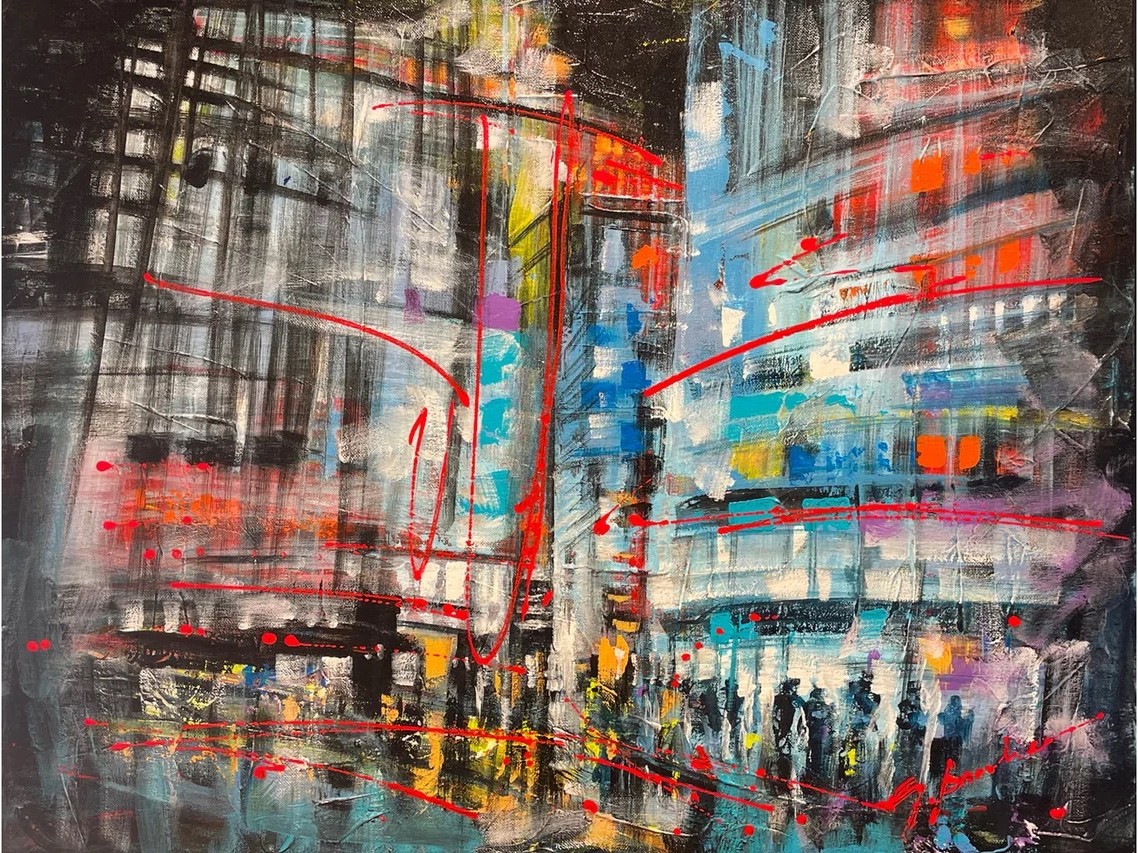 Tout en lumière (t.encadré), de l'artiste Gisèle Boulianne, Tableau, Acrylique sur toile, Création unique, dimension : 18 x 23 po de largeur